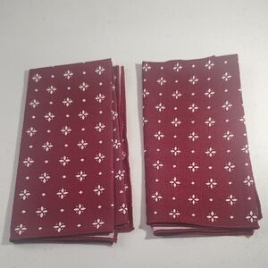 Longaberger Classic Red and White Fabric Napkins Pair Of 2 Napkins